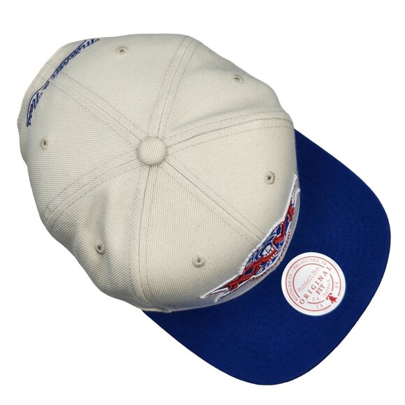 NFL Super Bowl XXVI 26 Mitchell And Ness Snapback Hat Cream Blue NWT - Picture 9 of 13